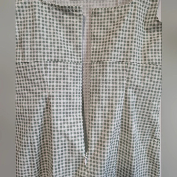 Lulu's Happy Chance Sage Green Gingham Square Neck Mini Dress - Small - Picture 9 of 12